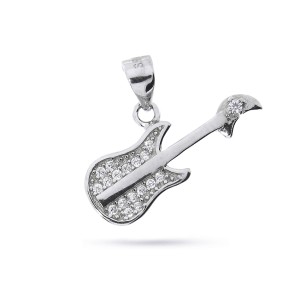 Gitara wisiorek ze srebra rodowanego pr.p,925 z cyrkoniami